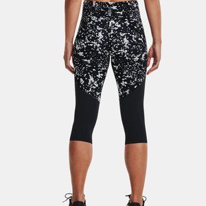 M Under Armour Training Tights Womens UA Fly Fast Printed Capri Black Mid Rise